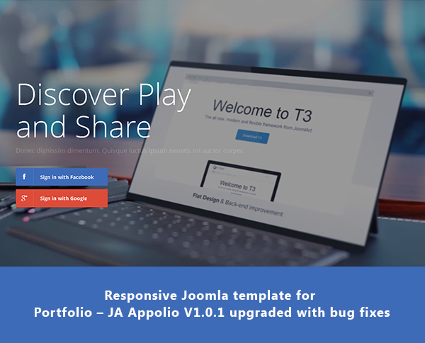  Responsive Joomla template for Portfolio – JA Appolio V1.0.1 upgraded with bug fixes